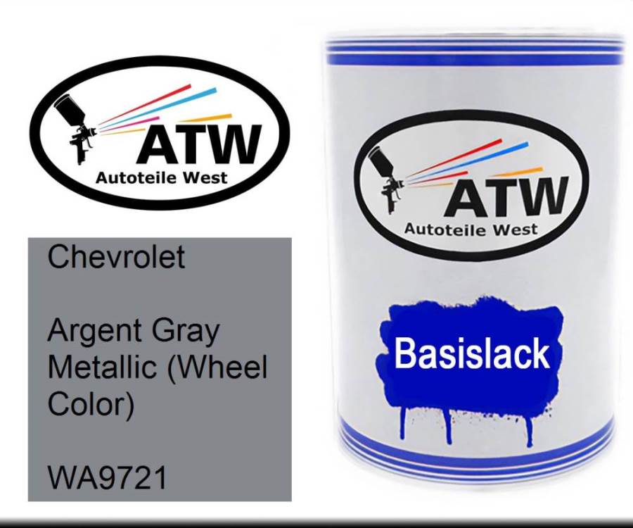 Chevrolet, Argent Gray Metallic (Wheel Color), WA9721: 500ml Lackdose, von ATW Autoteile West.
